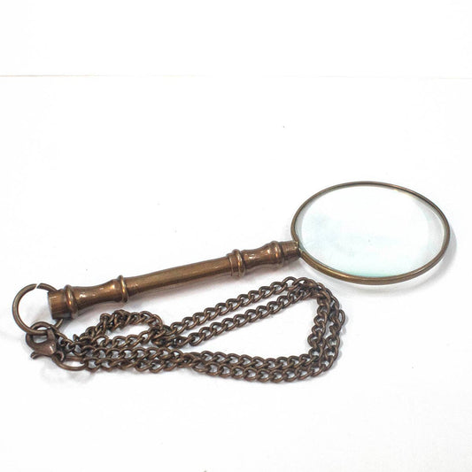 88mm Victorian Scholar’s Magnifier, 14' brass chain, each