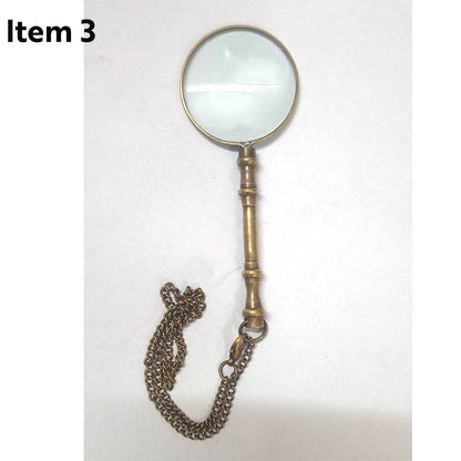 88mm Victorian Scholar’s Magnifier, 14' brass chain, each