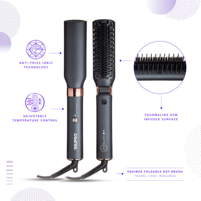 Equinox Foldable Hot Brush w/ Travel Case - Black Mirror