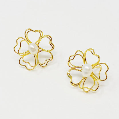 Heart Petals With Freshwater Pearl Earrings