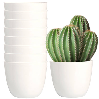 Youngever 8 Pack 5.5 Inch Flower Pot Plastic Planters-White